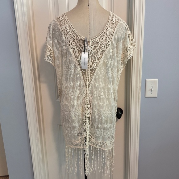 NEW Chico’s Swim Medium Swim Tunic Cover Up ~ Crochet & Lace Vacation Beach Boho - Picture 2 of 6